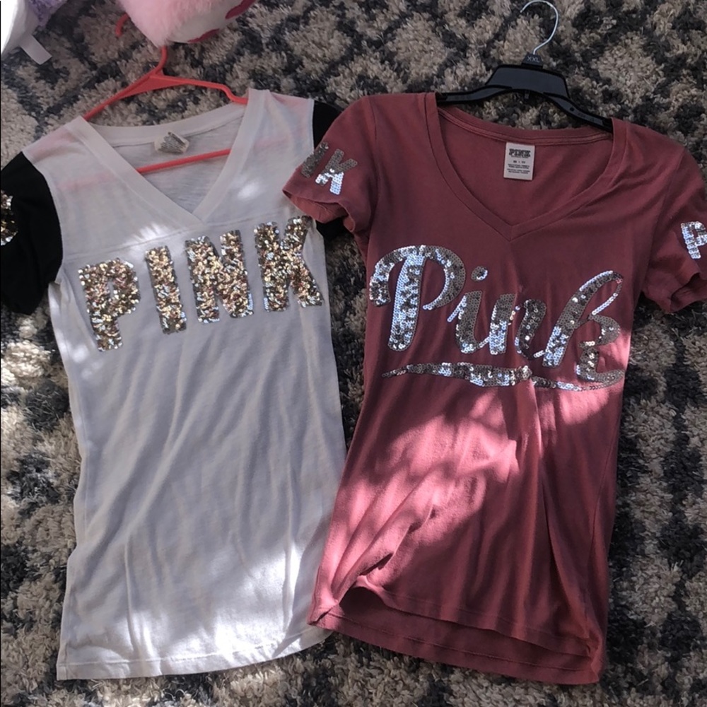 BUNDLE ❤️❤️ 2 VS PINK shirts with sparkle 💎